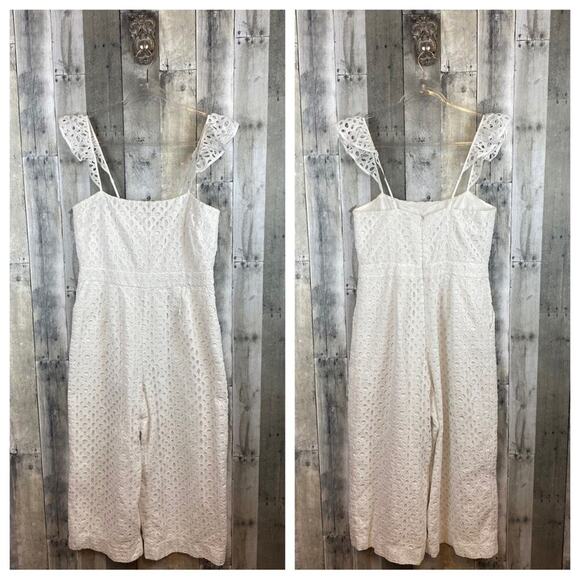 J. Crew Ruffle Jumpsuit in Embroidered Eyelet in White Size 12. - Picture 12 of 13